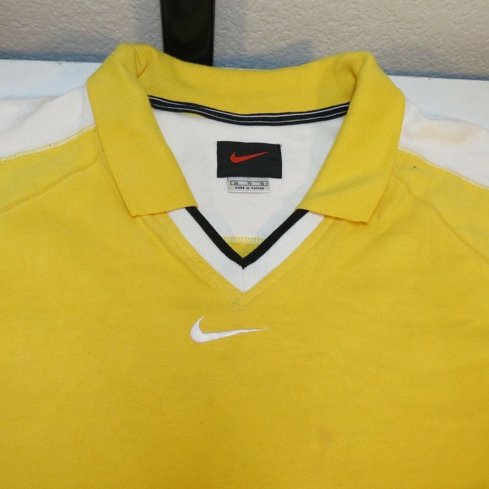 VINTAGE NIKE EMBROIDERED OVERSIZED VARSITY POLO VELVET SOFT SHIRT SWEATSHIRT XL